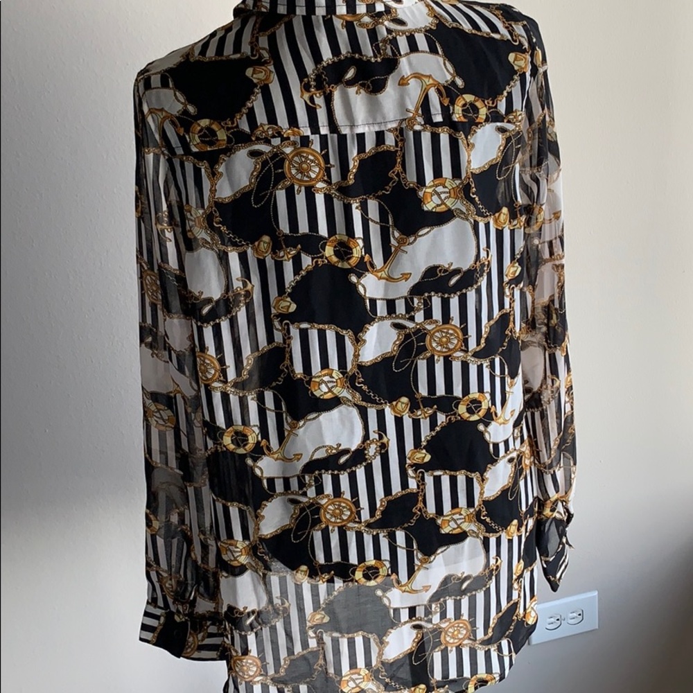 Forever XXI  Sheer Chain Link Blouse Size L - Picture 6 of 9